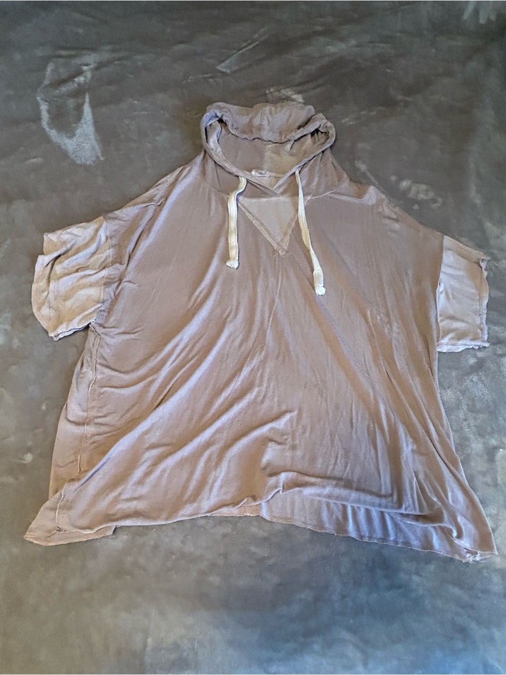 POL Clothing Boho Oversized Short Sleeve Hoodie - Muted Mauve - Size Small